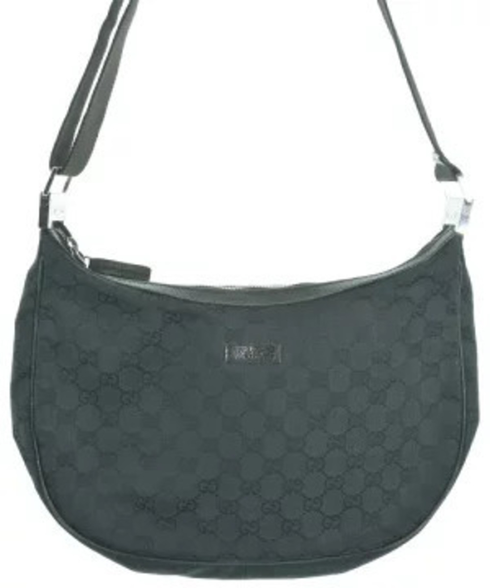Gucci Black GG Canvas Half Moon Hobo Crossbody Bag